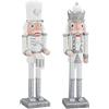 Cepewa Schiaccianoci in legno, re + tamburo, 38 cm, decorazione natalizia, statuetta dei Monti Metalliferi, schiaccianoci Nutcracker (1 schiaccianoci re + tamburo w/s 38 cm)