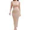 LIRASDIS Shapewear - Sottoveste da Donna, con Scollo Quadrato, Lungo, Snellente, Color Carne, S