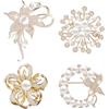 Xanthelle Set di spille da donna, 4 spille eleganti in oro e oro rosa con perle e cristalli, spille decorative per ridurre e abbellire lo scollo