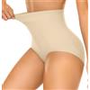 Niwicee Mutande Modellante Donna Senza Cuciture Pancia Piatta Guaina Contenitiva Donna a Vita Alta Pancera Contenitiva Addominale con Patch Push Up Glutei Invisibile Shapewear (Beige, XXL)