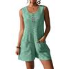 ticticlily Tuta Intera Donna Estiva Corta Jumpsuit Casuale Ampia Salopette senza Maniche Girocollo Vita Alta Pantaloncini Larghi Dritti Monopezzi Tutine A Verde S