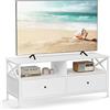 VASAGLE Mobile TV, Tavolino Porta TV fino a 55 Pollici, con 2 Cassetti, 2 Scomparti Aperti, 120 x 40 x 50 cm, Soggiorno, Camera da Letto, Struttura in Acciaio, Bianco LTV300B46