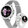 Fitonme Smartwatch Donna Chiamate, 1,27'' HD Schermo Orologio Smartwatch Rotondo con Notifiche Messaggi/120+ Sportive/Cardiofrequenzimetro/SpO2/Sonno, Smart Watch Donna IP68 per Android iOS, Argento