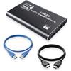 JXRSKJ Scheda di acquisizione video, USB 3.0 con ingresso e uscita HDMI 4K 60Hz, cattura 1080P 60FPS e 2K 30FPS, loop video, ingresso microfono, compatibile con streaming, gioco e riunione (nero)