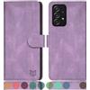 SUANPOT Cover per Samsung Galaxy A52 4G/5G/A52S 5G Blocco RFID Portafoglio Slot CarteSupporto Cellulare Magnetica custodia Pelle Sintetica Cover per Samsung Galaxy A52/A52S Viola Lilla