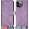 SUANPOT Cover per iPhone 14 Pro Max 6.7 Blocco RFID Portafoglio Slot CarteSupporto Cellulare Magnetica custodia Pelle Sintetica Cover per apple 14 Pro Max Viola Lilla