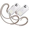 TBOC 2X Cordino Catenella Laccio Strap Porta Cover [Marrone] con Toppa Plastica [Bianco Ice] per Telefono Cellulare Collo - Tracolla Catenina con Cordini da Cellulari Accessori Universale Laccetti
