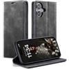 KZB Cover per iPhone 16 Custodia in Pelle Premium Libro Portafoglio Flip Wallet Magnetica Porta Carte Supporto Protezione Case per iPhone 16 - Grigio