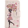 Lankashi Custodia Portafoglio in PU Pelle Caso Guscio Protettiva Cover con Porta Carte Skin Case per Vodafone Smart V10 (Umbrella Girl Design)