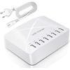 sccvee Caricatore USB da 40W, 8 porte caricatore USB multiporta hub di ricarica USB Smart Sensing stazione di ricarica per smartphone, tablet e altri dispositivi (bianco)
