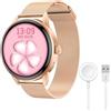 Machify Smart Watch da donna, colore oro rosa, con schermo rotondo, chiamate wireless, NFC, contapassi, frequenza cardiaca, monitoraggio dell'ossigeno nel sangue, per iPhone/Android