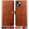 SUANPOT Cover per iPhone 13 6,1 pollici Blocco RFID Portafoglio Slot CarteSupporto Cellulare Magnetica custodia Pelle Sintetica Cover per apple 13 Marrone Chiaro