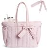 MOSISO Borsa Tracolla Fiocco Donna,15.6 pollici Borsa Tracolla Grande,Borsa Mano,Borse Shoulder per Scuola Lavoro Viaggi Palestra,Borse Shoulder Leggera con Scomparti Laptop,Fiocco&Tracolle, Rosa