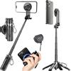 EUG-PRODUCTS Treppiedi magnetico, bastone per selfie con telecomando e anello in metallo, 12 cm piegato, estensibile fino a 41 cm, inclinazione di 210°, rotazione a 360°, treppiede per cellulare per iPhone/Android