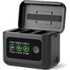 SYMIK Caricabatteria per DJI Osmo 360 / Action 6 / Action 5 Pro/Action 4/3, 27 W Triple Slots PD Custodia di ricarica rapida PD, hub di ricarica intelligente LCD a due vie per batteria DJI OSMO