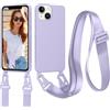 Jrkvniv Cordino Cover Compatible con iPhone 13 Mini Case, Necklace Cover Corda Custodia Collana Case Anti Graffio Antiurto Cellulare Bumper Silicone Liquido Shell iPhone 13 Mini Tracolla, Viola