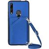 Paekear Custodia con Collana per Huawei P Smart Z / Y9 Prime 2019 con Cordino e Porta Carte, Cover Portafogli di Pelle PU [Antiurto] [AntiGraffio] [Antiscivolo] con Cordino Case con Laccio Tracolla, Blu