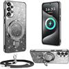 XCYYOO Cover Brillantini con Cordino per Samsung Galaxy A52/ A52S,Custodia Trasparente Antiurto Silicone TPU con Laccio Tracolla Supporto Case,Cover con Collana per A52/ A52S Samsung,Nero