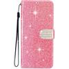 SEHEYA Cover per Samsung Galaxy S26 Custodia Portafoglio a Libro Brillantini Diamante Fibbia Chiusura Magnetica Borsa Glitter PU Pelle Porta Carte Cavalletto Caso, Rosa