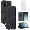 IUQXU Cover per OnePlus 15R 5G Libro con Pellicola Vetro Temperato [Blocco RFID] Antiurto Supporto Custodia in Pelle Portafoglio per 1+15R One Plus 15R 15 R PlusOne OnePlus15R Nero
