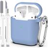 MHYALUDO Custodia per Airpods 1a/2a generazione (2016/2019),Custodia protettiva in morbido silicone per Airpods 1a/2a con LED visibile sulla parte anteriore,con kit di pulizia,Blu Grigio