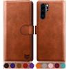 SUANPOT Cover per Huawei P30 Pro Blocco RFID Portafoglio Slot CarteSupporto Cellulare Magnetica custodia Pelle Sintetica Cover per Huawei P30 Pro Marrone Chiaro