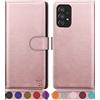SUANPOT Cover per Samsung Galaxy A52 4G/5G/A52S 5G Blocco RFID Portafoglio Slot CarteSupporto Cellulare Magnetica custodia Pelle Sintetica Cover per Samsung Galaxy A52/A52S Oro Rosa