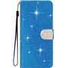 SEHEYA Cover per iPhone Air/iPhone 17 Air Custodia Portafoglio a Libro Brillantini Diamante Fibbia Chiusura Magnetica Borsa Glitter PU Pelle Porta Carte Cavalletto Caso, Blu
