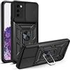 Jiajihua Compatibile con Samsung Galaxy Note20 5G Custodia,Compatibile con Samsung Galaxy Note 20 4G Staffa magnetica [PC+TPU] 2 in 1 Lente a scorrimento Black