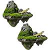 Zetqhuu Rocce per Rettili - 2 Pezzi di Habitat Rampicante con Muschio Realistico,Rocce in Resina 3D Ventose Galleggianti per Lucertole - Ornamento per Terrario Acquario Tartaruga