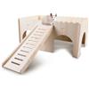 WIYETY Criceto porcellino d'India Letto in legno: casa di porcellini d'India con rampa, accessori per criceti, accessori per porcellini d'India, criceto casa in legno per conigli nani cincillà criceto