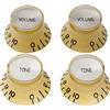 Musiclily Pro Dimensioni Pollici Manopole Reflector 2 Tono 2 Volume Top Hat Knobs Set per Chitarra Elettrica USA Les Paul Tipo SG, Crema con Argento Top