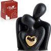LCCCK Coppia di Innamorati Statua, Romantica Scultura Moderna Dorato Cuore Design - Statuette Decorative Casa, Soprammobili Moderni, Regalo Sposi, Arredo Moderno - Regalo Anniversario Matrimonio Figure