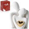 LCCCK Coppia di Innamorati Statua, Romantica Scultura Moderna Dorato Cuore Design - Statuette Decorative Casa, Soprammobili Moderni, Regalo Sposi, Arredo Moderno - Regalo Anniversario Matrimonio Figure