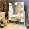 LuxeVue Hollywood Specchio da trucco con luci, specchio illuminato con luce a 3 colori e 9 lampadine a LED dimmerabili, schermo touch intelligente e rotazione di 360 gradi