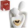 LCCCK Coppia di Innamorati Statua, Romantica Scultura Moderna Dorato Cuore Design - Statuette Decorative Casa, Soprammobili Moderni, Regalo Sposi, Arredo Moderno - Regalo Anniversario Matrimonio Figure