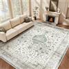 HOMFINE Verde Chiaro Tappeto Salotto Vintage 200x300 cm - Lavabile in Lavatrice Antiscivolo Pelo Corto Morbido Grande per Camera da Letto Soggiorno Sala da Pranzo