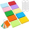 LWMTT Flashcards 500 Pezzi,Cartoncini A8, 7,4 x 5,1 cm Flash Cards Cartoncino a Righe Schede Indice con Anelli Rilegatura per Scuola Ufficio Casa Studio Appunti (10 Colori)