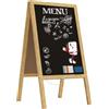 ALLboards Lavagna Nera da Gesso con Cavalletto 118x61cm legno naturale laccata, Struttura in Legno, Scrivibile con Gessetti e Pennarelli a Gesso, per Bar Ristoranti Locali