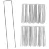 Qianruida 100 Picchetti Giardino Picchetti Telo Pacciamatura Picchetti da Giardino a Forma di U Da Campeggio, Tenda 150 x 25 mm, Ø 2.8 mm- Argento