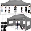 COBIZI Gazebo 3x6,Esterno Resistente con Parete Laterale e Sacchi di Sabbia,Esterno Pieghevole Impermeabile Gazebos da Giardino,Tendone Padiglione Pop Up per Feste Campeggio (3 per 6m Grigio)