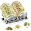 MFUSUL Barattolo Germogliatore Set, 2X 750ml Germogliatore in Vetro, 2X Coperture, 2X Supporti, 1x Vassoio, Kit di Barattoli per Broccoli, Germogli e Semi