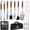 MUJUZE Set Barbecue,Kit Barbecue Professionale Uomo Regalo,in acciaio Inox Set BBQ Accessori,utensili barbecue per All'aperto Campeggio (BBQ 19PC Set)