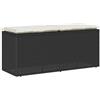 Mokuyary Panca da giardino con cuscino nero 110x40x44 cm resina intrecciata panca da giardino, mobili panchina per menagement, balcone, terrazza, veranda, pergola