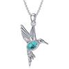 BETHZA Collana in argento Sterling 925 con ciondolo a colibrì in vera pietra turchese, Argento sterling, Turchese