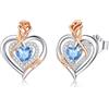 LAVUMO Orecchini Donna Argento 925,Orecchini Lobo Cuore Fiore di Rosa,Pietre portafortuna Gioielli Regalo Donna Lei Amiche Moglie Mamma Amica Compleanno San Valentino Natale Anniversario Festa Della