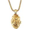 PAMTIER Acciaio Inossidabile da Uomo Collana Anatomica Cuore Pendente Ornato Aperibile per Coppie Oro Grande Stile