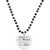 Beloved ❤️ Collana da donna in acciaio con cristalli briolè neri emozionale - frasi, pensieri, parole con charm - ciondolo pendente a cuore - misura regolabile - incisione - argento (MOD 7)