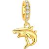 HUIPOJUE Ciondoli in argento Sterling 925 per braccialetti e collane Pandora, ciondolo a forma di squalo, gioielli estivi, regalo per donne
