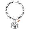Beloved Braccialetto da donna Emozionale catena Groumette in acciaio con cristalli - frasi, pensieri, parole con ciondolo pendente - misura regolabile - colore silver - CON INCISIONE